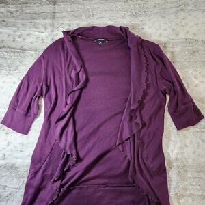 Express Purple Soft and Cozy Modal Cotton Effortless Chic Ruffle Cardigan Size M